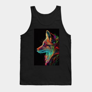 Colorful Fox: Adorable and Cute Wildlife Animals in Vibrant Colors Tank Top